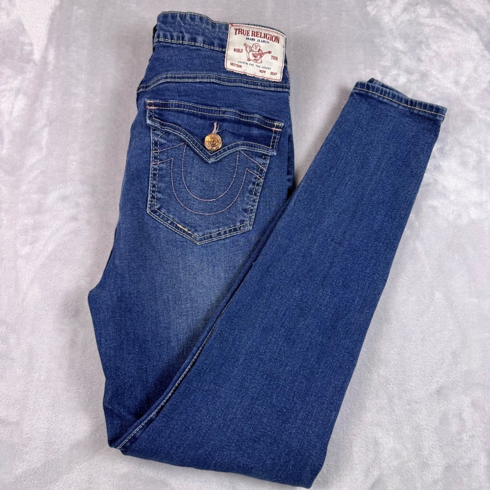 True Religion Women's Skinny Jeans in Dark Blue Denim